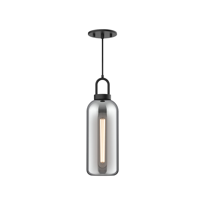 Alora Mood soji PD401505MBSM Pendant Light - Matte Black/Smoked Solid Glass