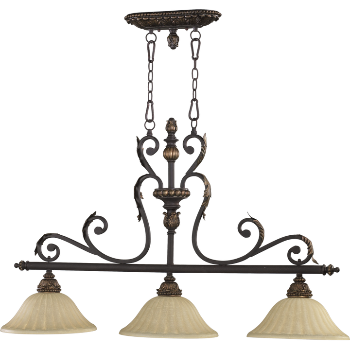 Quorum Rio Salado 6557-3-44 Pendant Light - Toasted Sienna With Mystic Silver