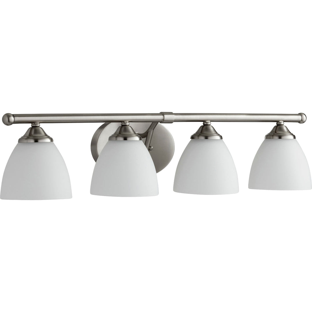 Quorum Brooks 5150-4-65 Bath Vanity Light 30 in. wide - Satin Nickel W/ Satin Opal
