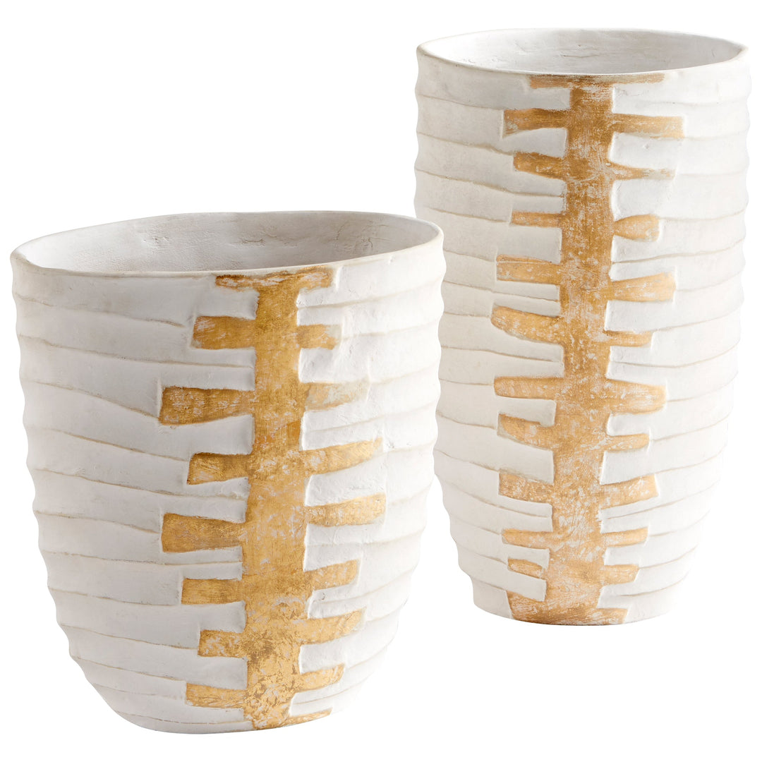 Cyan 10671 Vases & Planters - White And Gold