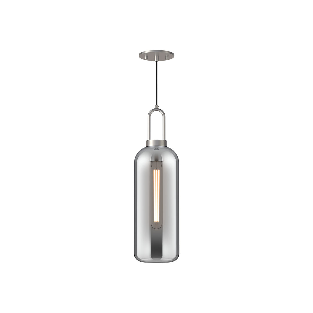 Alora Mood soji PD401606BNSM Pendant Light - Brushed Nickel/Smoked Solid Glass