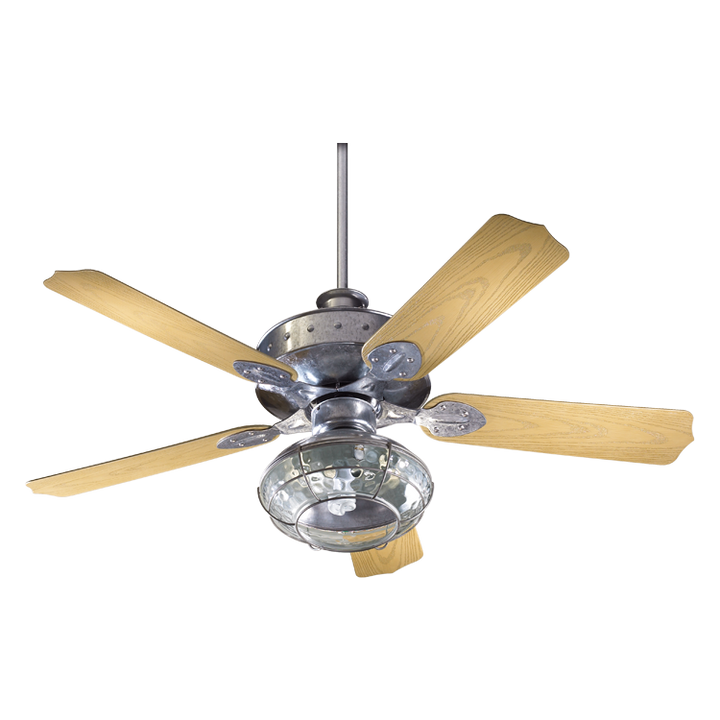 Quorum Hudson 137525-9 Ceiling Fan - Galvanized, Medium Oak