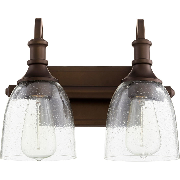 Quorum Richmond 5011-2-186 Bath Vanity Light 13 in. wide - Oiled Bronze W/ Clear/Seeded