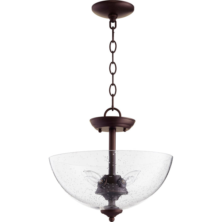 Quorum 2840 Light Kits 2840-14-86 Pendant Light - Oiled Bronze W/ Clear/Seeded