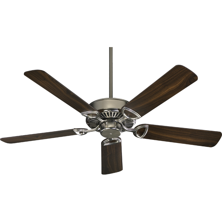 Quorum Estate 43525-65 Ceiling Fan 52 in. - Satin Nickel, Satin Nickel/Walnut