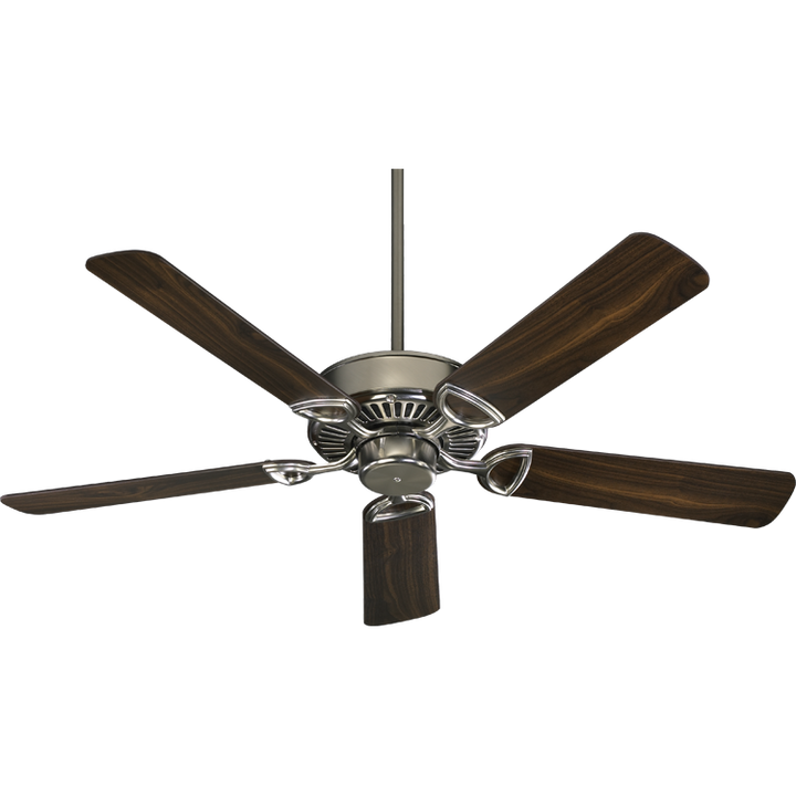 Quorum Estate 43525-65 Ceiling Fan 52 in. - Satin Nickel, Satin Nickel/Walnut