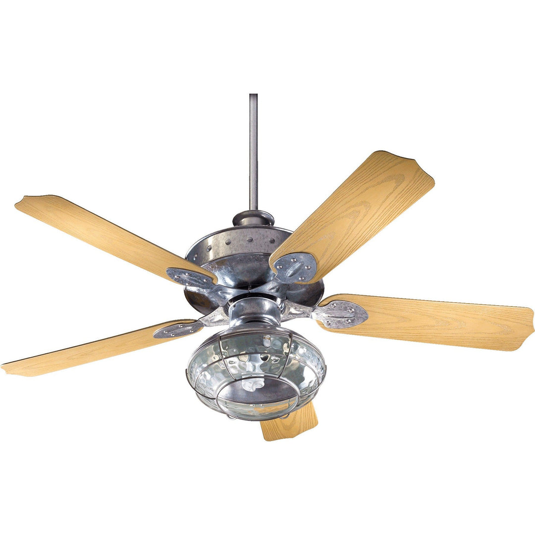 Quorum Hudson 137525-9 Ceiling Fan - Galvanized, Medium Oak