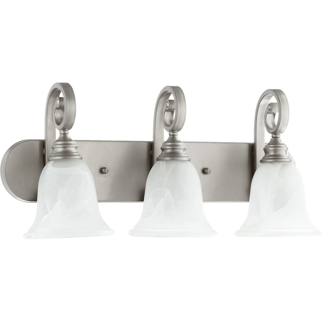 Quorum Bryant 5154-3-64 Bath Vanity Light 24 in. wide - Classic Nickel, Studio White/Studio White/