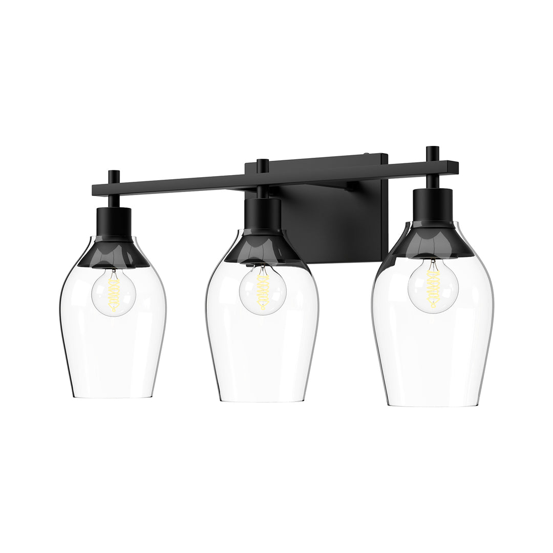 Alora Mood kingsley VL538322MBCL Bath Vanity Light 14 in. wide - Clear Glass/Matte Black