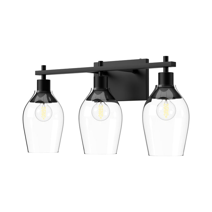 Alora Mood kingsley VL538322MBCL Bath Vanity Light 14 in. wide - Clear Glass/Matte Black