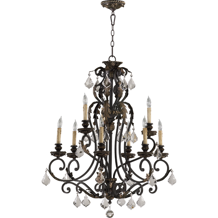 Quorum Rio Salado 6157-9-44 Chandelier Light - Toasted Sienna With Mystic Silver