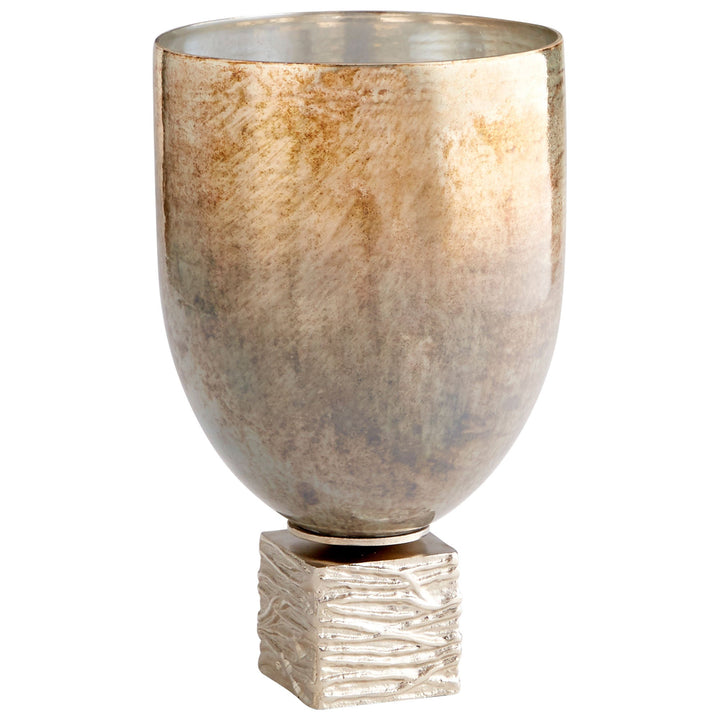Cyan 09770 Vases & Planters - Nickel And Ocean Glass