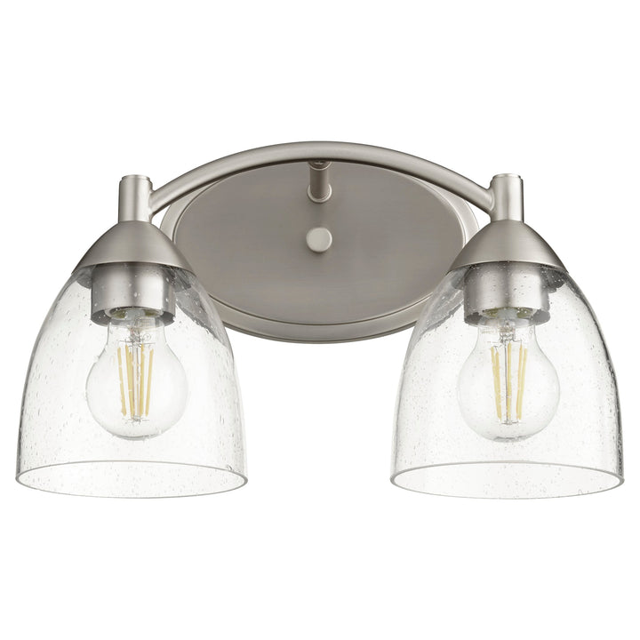 Quorum Barkley 5069-2-265 Bath Vanity Light 14 in. wide - Satin Nickel W/ Clear/Seeded