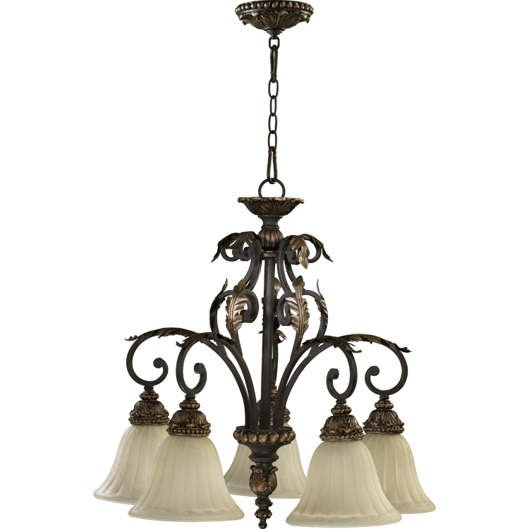 Quorum Rio Salado 6457-5-44 Chandelier Light - Toasted Sienna With Mystic Silver