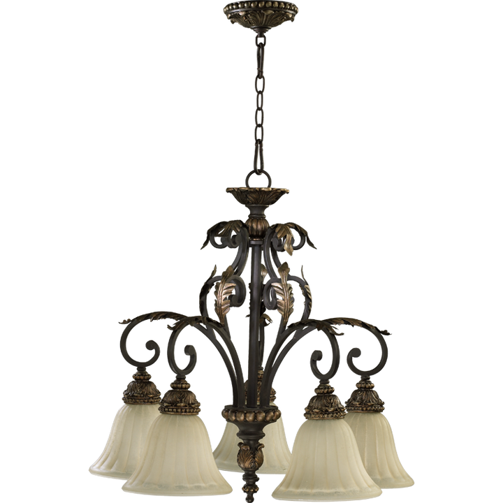 Quorum Rio Salado 6457-5-44 Chandelier Light - Toasted Sienna With Mystic Silver