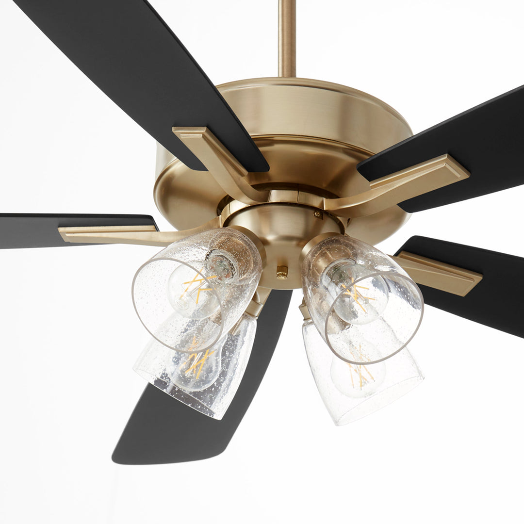 Quorum Ovation 4525-2480 Ceiling Fan 52 in. - Aged Brass, Matte Black/Walnut