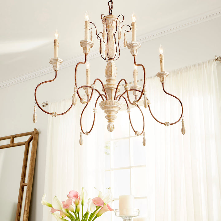 Quorum La Maison 6152-6-156 Chandelier Light - Manchester Grey W/ Rust Accents
