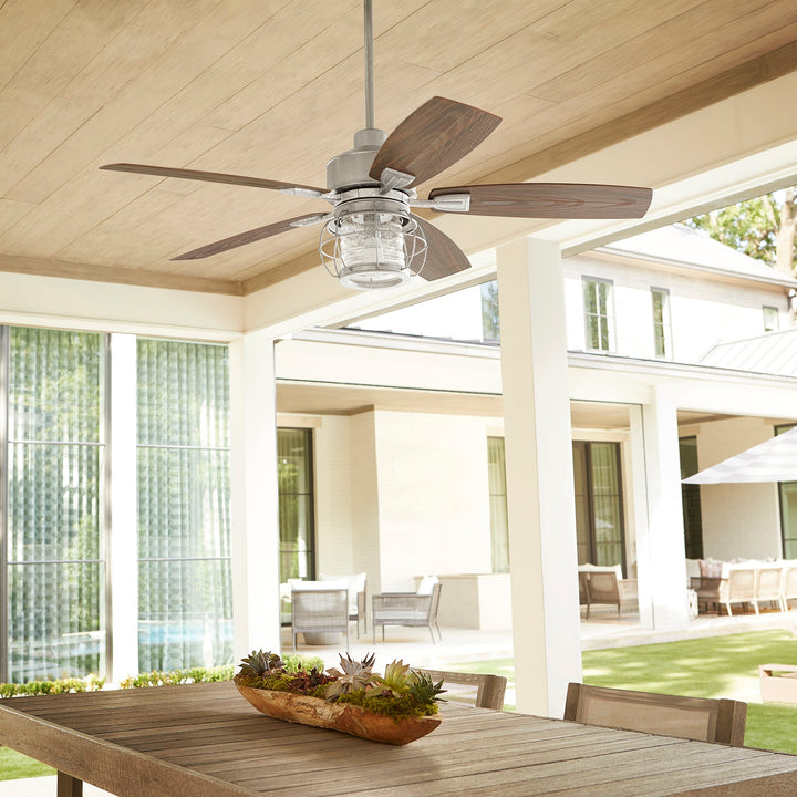 Quorum Galveston 13525-9 Ceiling Fan - Galvanized, Walnut