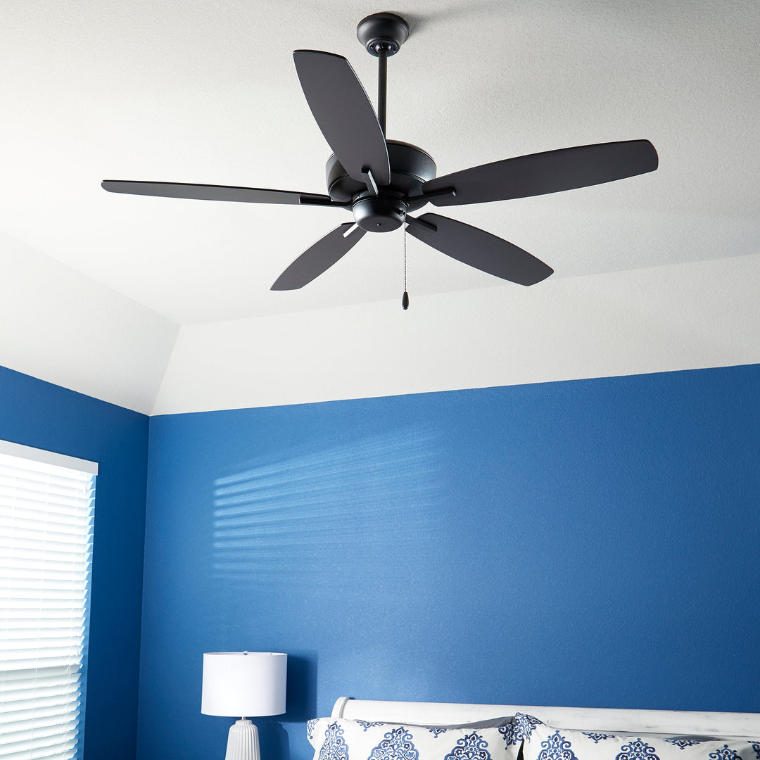 Quorum Breeze 7052-69 Ceiling Fan 52 in. - Textured Black, Matte Black/Weathered Oak