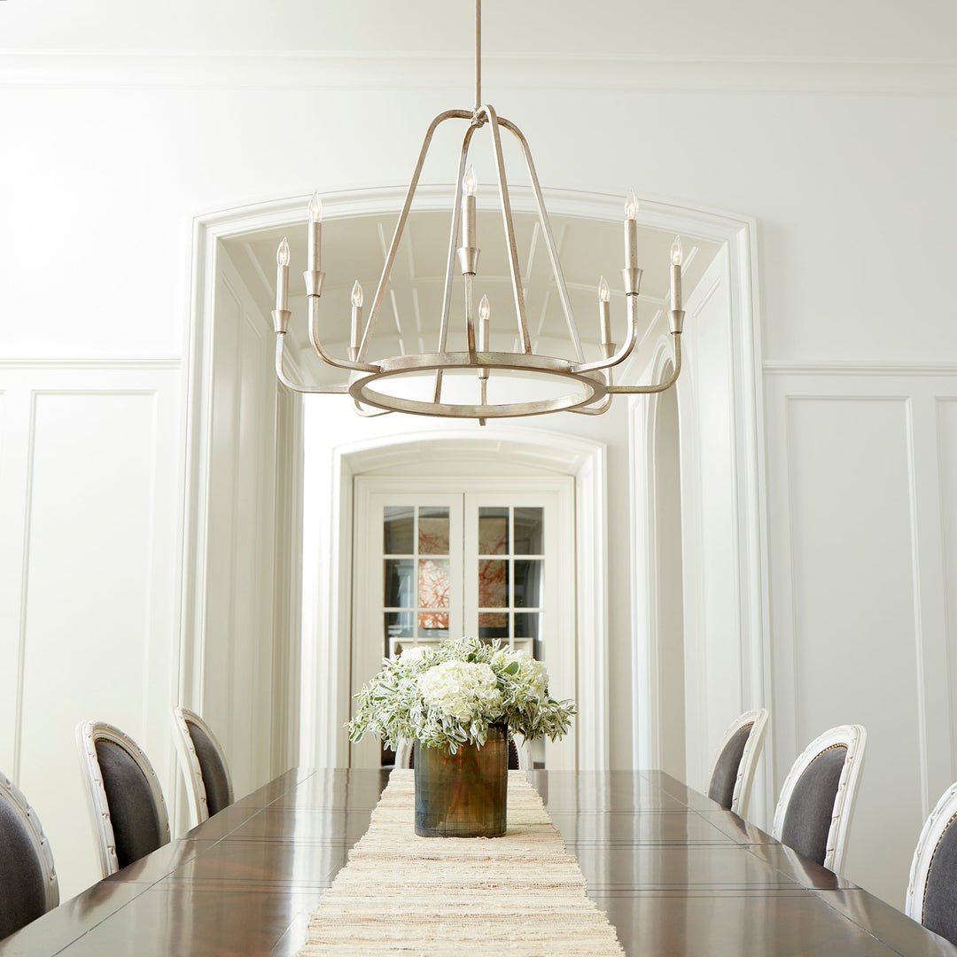 Quorum Marquee 6314-8-60 Chandelier Light - Aged Silver Leaf