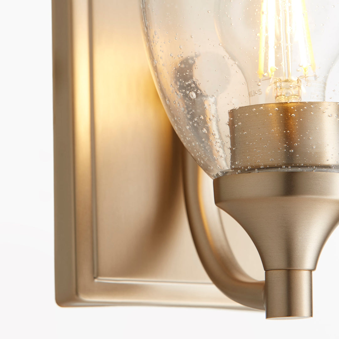 Quorum Enclave 5459-1-280 Wall Sconce Light - Aged Brass W/ Clear/Seeded