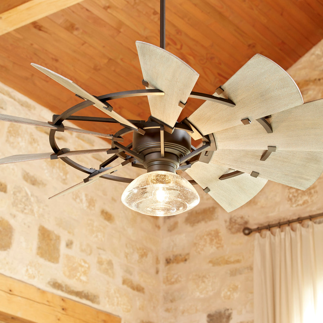 Quorum Windmill 95210-86 Ceiling Fan 52 in. - Oiled Bronze, Weathered Oak