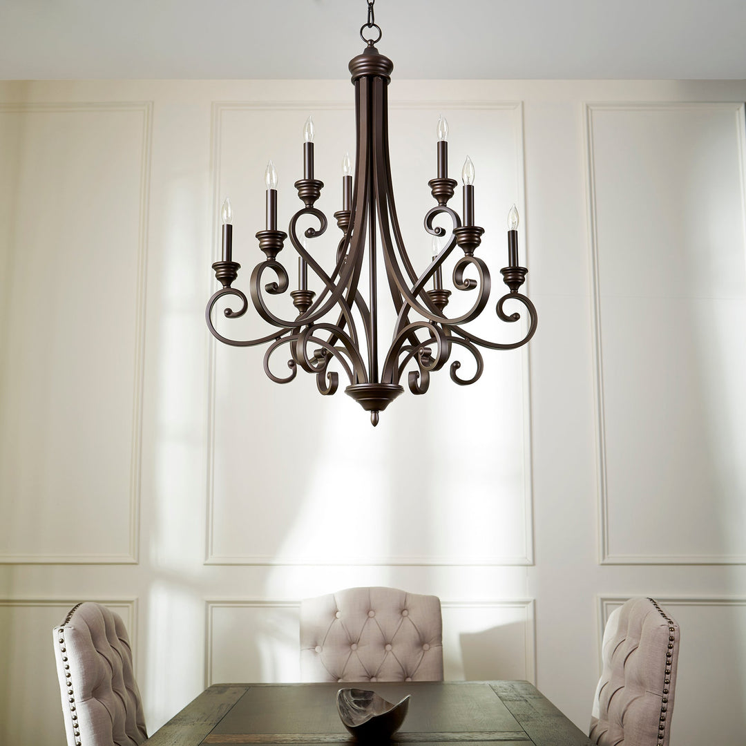 Quorum Bryant 6054-9-86 Chandelier Light - Oiled Bronze, Weathered Oak/Walnut/