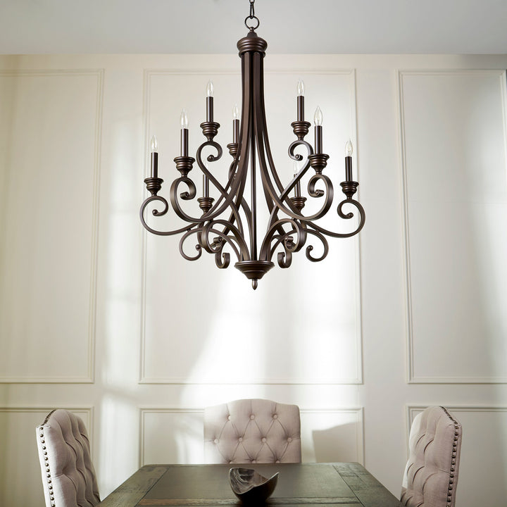 Quorum Bryant 6054-9-86 Chandelier Light - Oiled Bronze, Weathered Oak/Walnut/