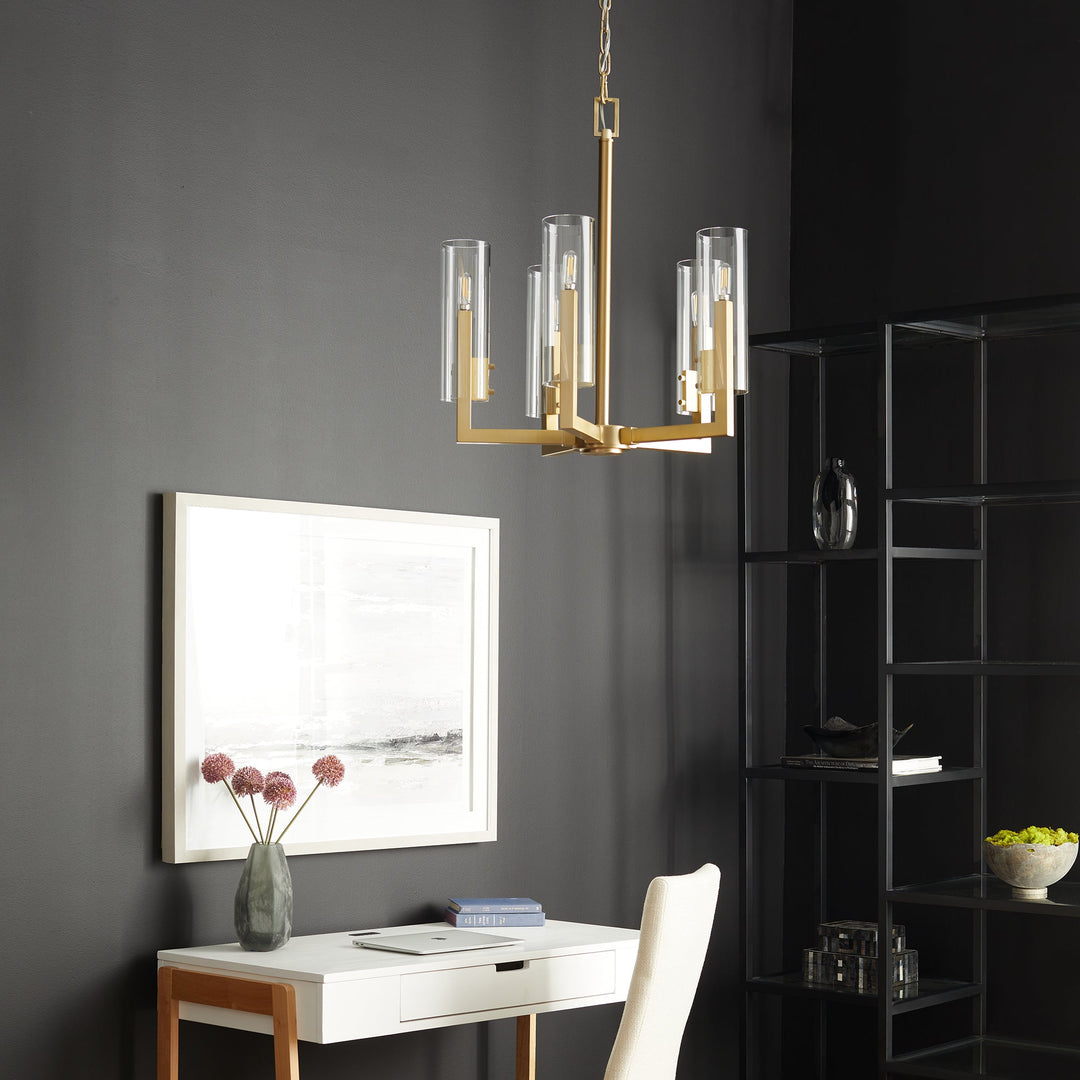 Quorum Harbin 6277-5-80 Chandelier Light - Aged Brass