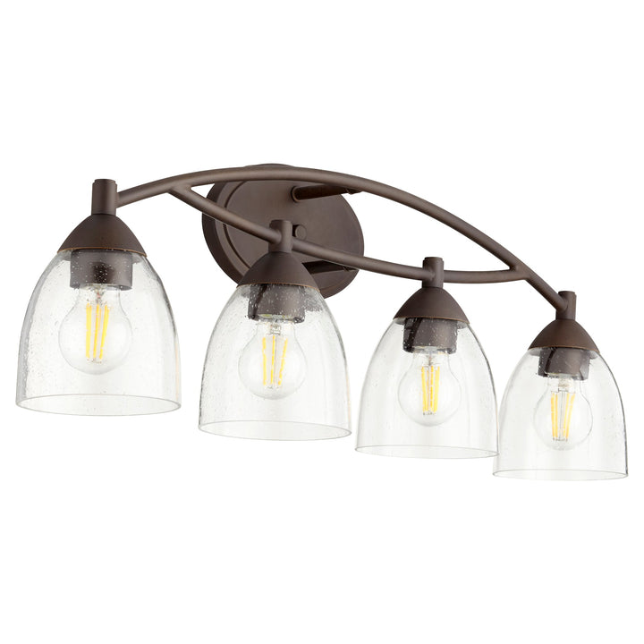 Quorum Barkley 5069-4-286 Bath Vanity Light 29 in. wide - Oiled Bronze W/ Clear/Seeded