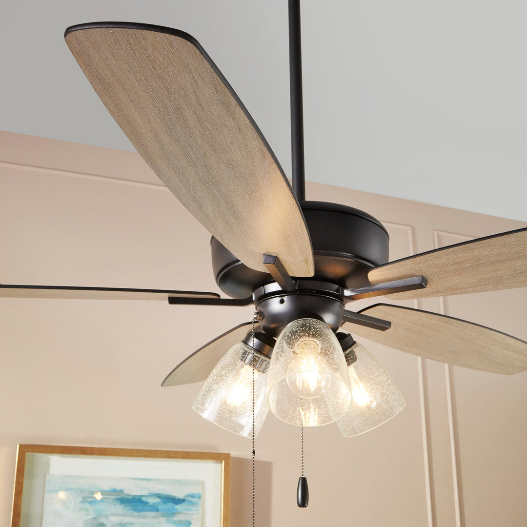 Quorum Breeze 70525-369 Ceiling Fan 52 in. - Textured Black, Matte Black/Weathered Oak