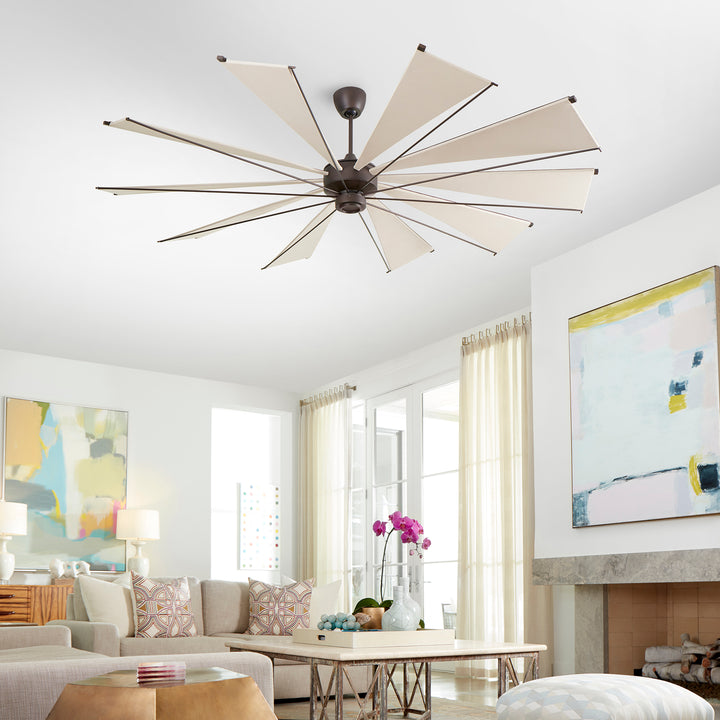 Quorum Mykonos 69210-86 Ceiling Fan 92 in. - Oiled Bronze, Khaki