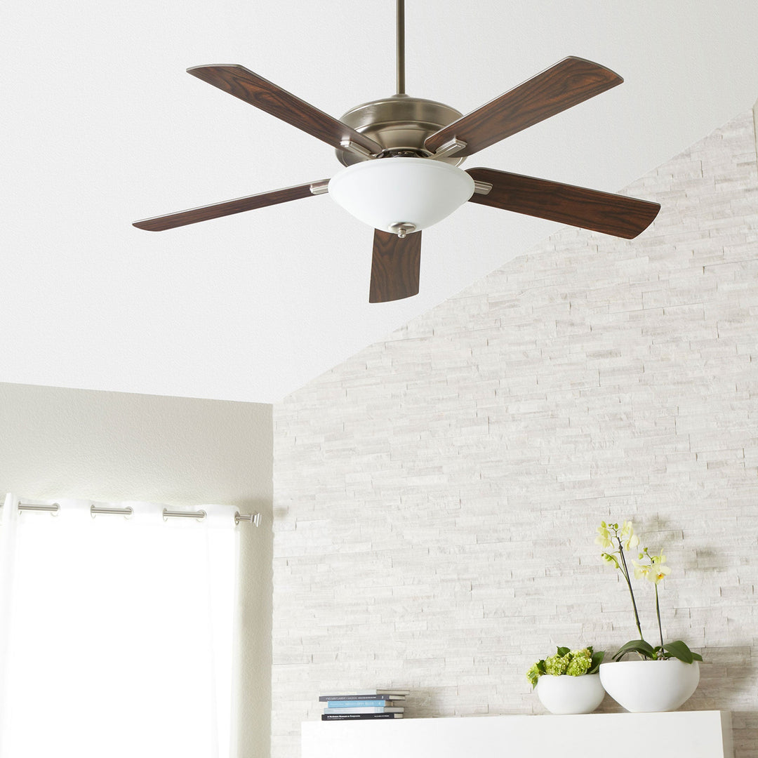 Quorum Premier 54525-80 Ceiling Fan 52 in. - Aged Brass, Matte Black/Walnut