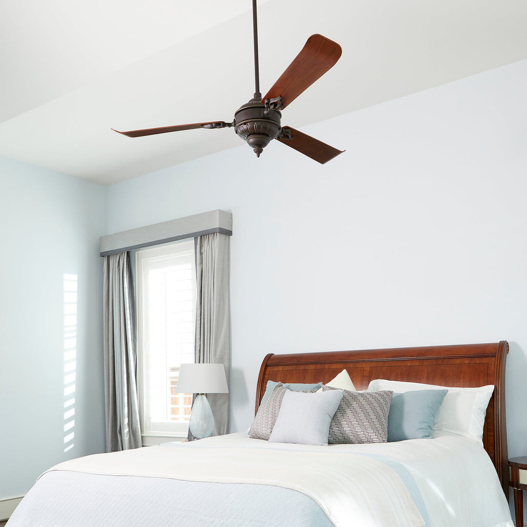 Quorum Brewster 27603-86 Ceiling Fan - Oiled Bronze, Distressed Vintage Walnut