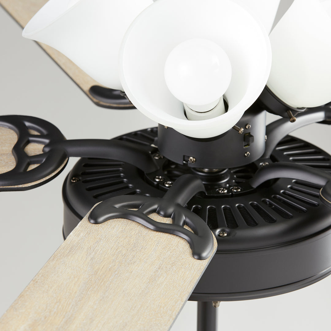 Quorum 7525-059 Ceiling Fan 52 in. - Matte Black W/ Satin Opal,