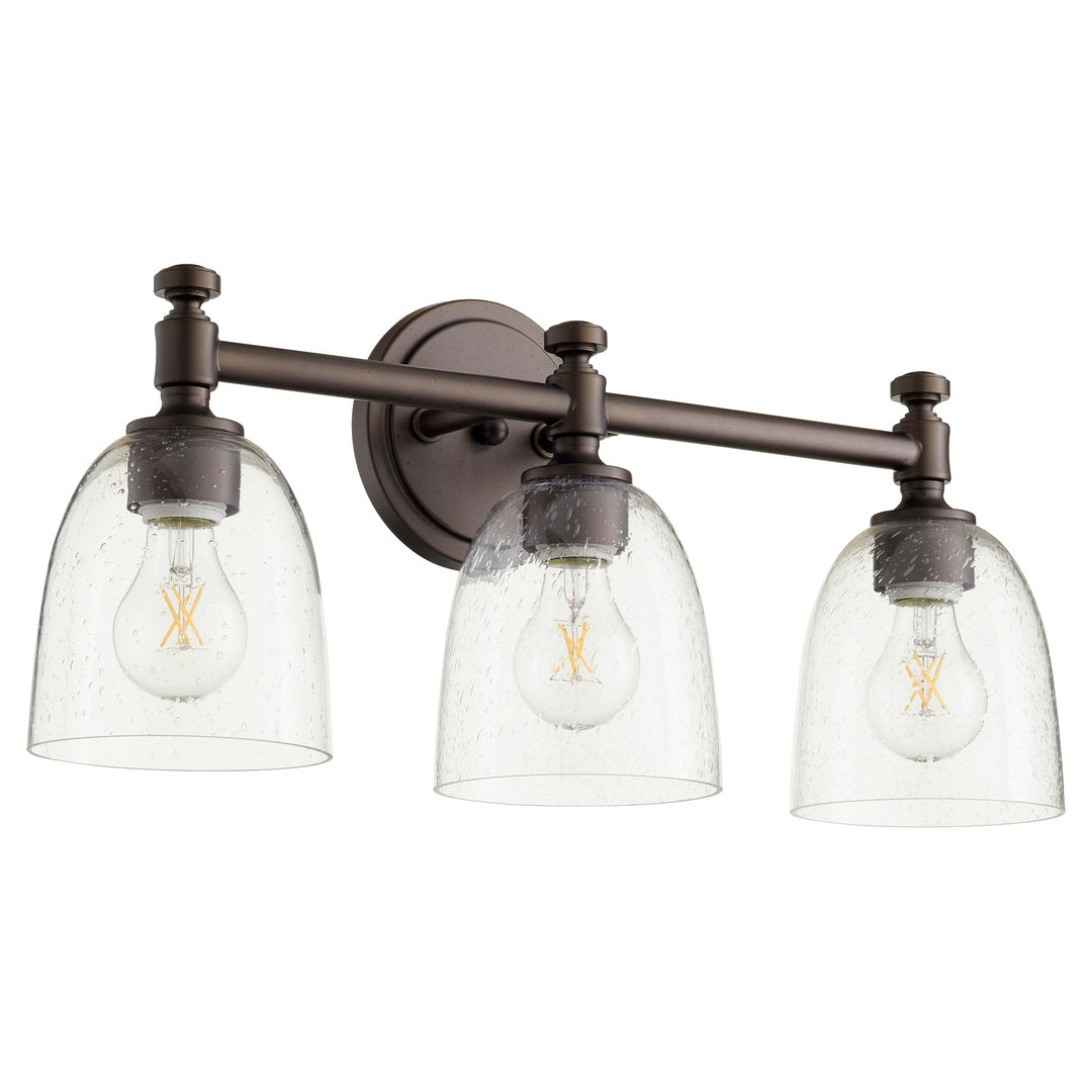 Quorum Rossington 5122-3-286 Bath Vanity Light 22 in. wide - Oiled Bronze W/ Clear/Seeded