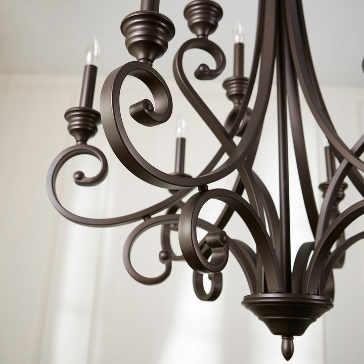 Quorum Bryant 6054-9-86 Chandelier Light - Oiled Bronze, Weathered Oak/Walnut/