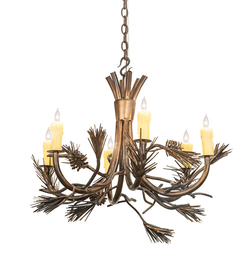 Meyda Tiffany Woodland Pine 200184 Chandelier Light - Antique Copper,Burnished