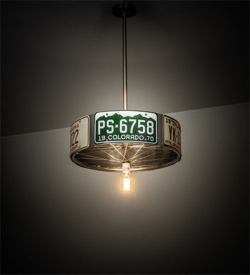 Meyda Tiffany Stateplate 201074 Pendant Light - Steel, Custom