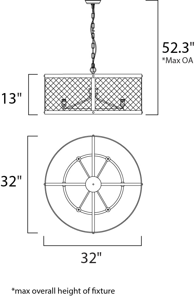 Maxim Palladium 20114BKNAB/BUI Chandelier Light - Black / Natural Aged Brass