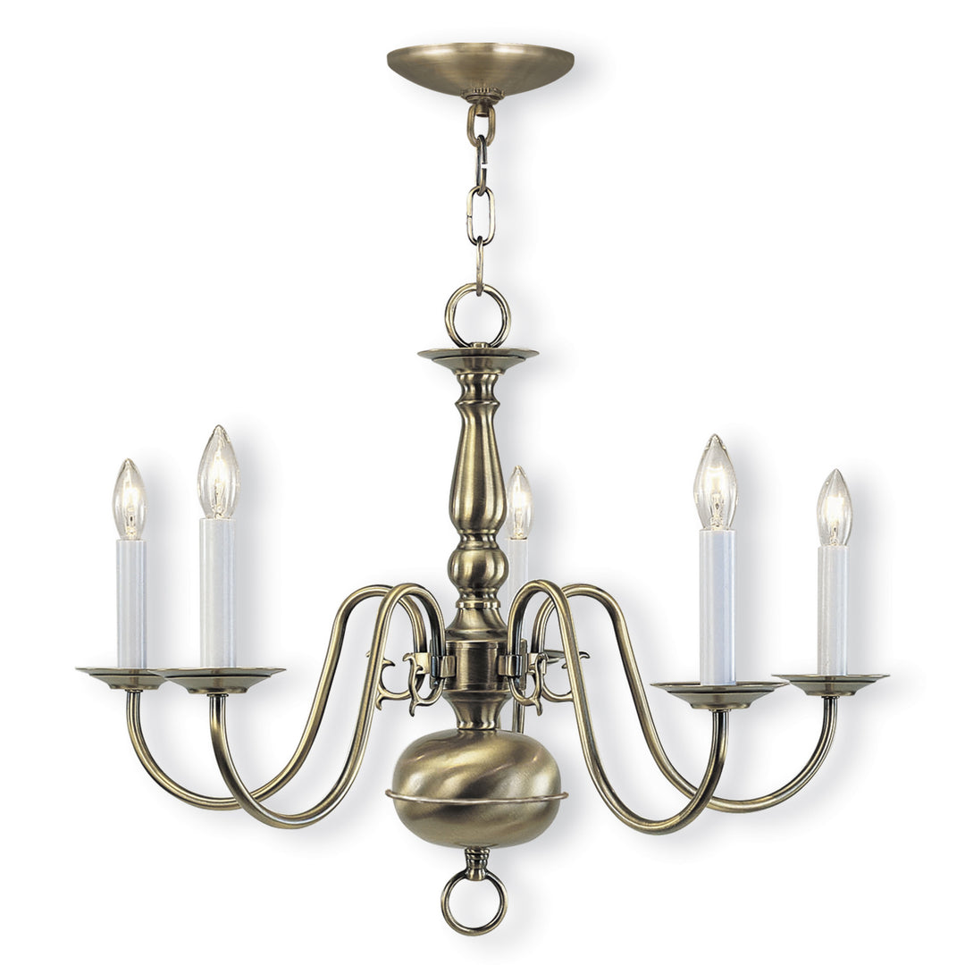 Livex Williamsburgh 5005-01 Chandelier Light - Antique Brass