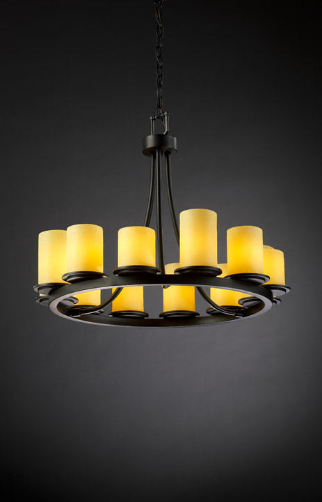 Justice Designs CandleAria CNDL-8768-10-AMBR-MBLK Chandelier Light - Matte Black