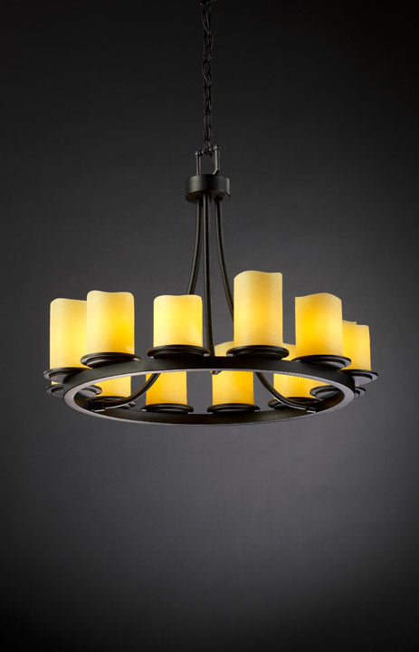 Justice Designs CandleAria CNDL-8768-14-AMBR-MBLK Chandelier Light - Matte Black