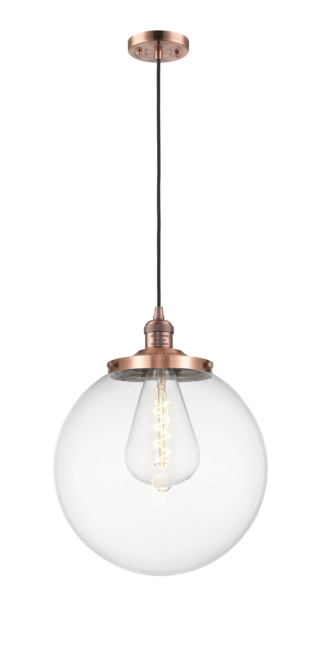 Innovations Franklin Restoration 201C-AC-G202-14 Pendant Light - Antique Copper