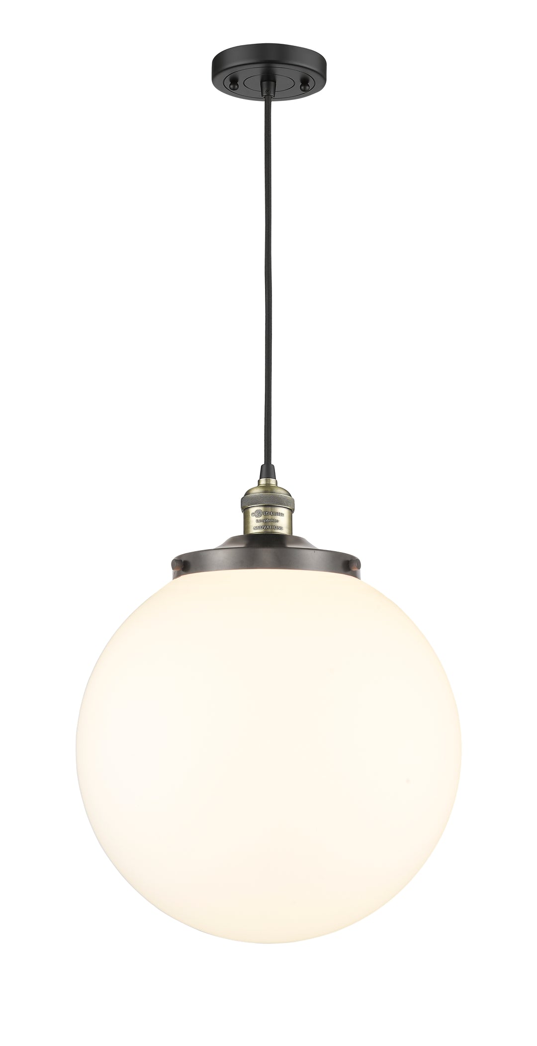 Innovations Franklin Restoration 201C-BAB-G201-14 Pendant Light - Black Antique Brass
