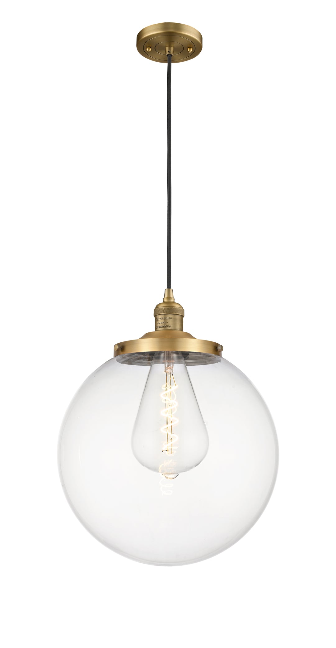 Innovations Franklin Restoration 201C-BB-G202-14 Pendant Light - Brushed Brass
