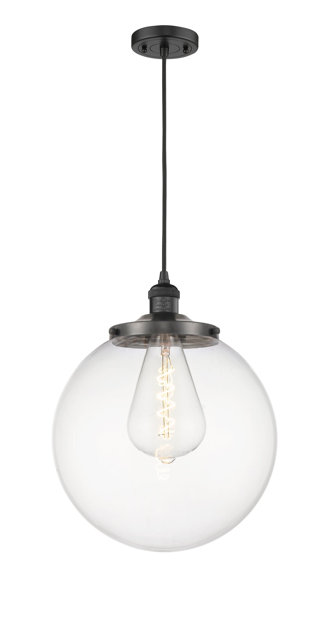 Innovations Franklin Restoration 201C-BK-G202-14 Pendant Light - Matte Black