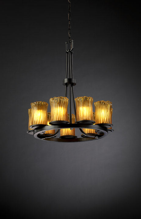 Justice Designs Veneto Luce GLA-8766-16-AMBR-MBLK Chandelier Light - Matte Black