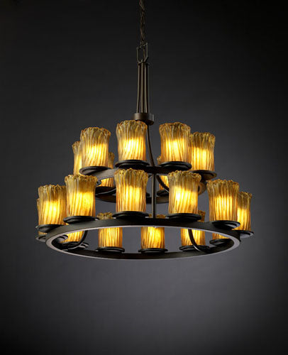 Justice Designs Veneto Luce GLA-8767-16-AMBR-DBRZ Chandelier Light - Dark Bronze