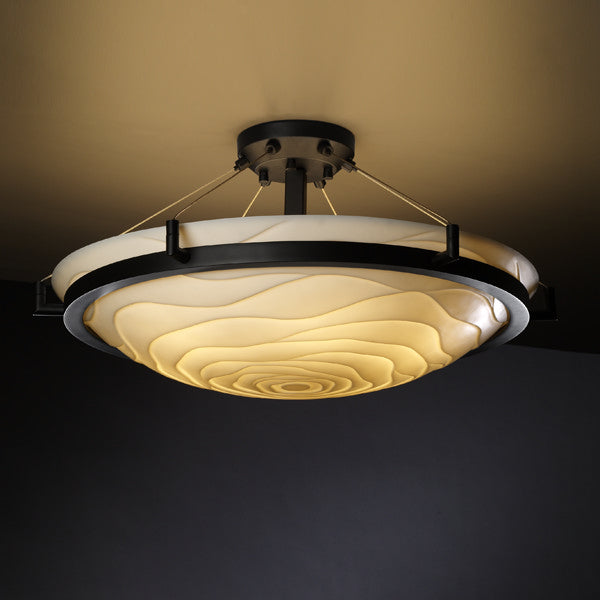 Justice Designs Porcelina PNA-9682-35-WAVE-DBRZ Ceiling Light - Dark Bronze